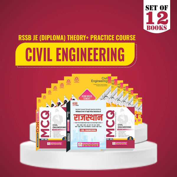 RSSB -JE Special Theory + Practice Combo Set of 12 Books For Civil Engineering (Diploma) Exam